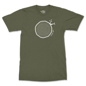 28th Birthday Tshirt Countable Tree Rings Military Green