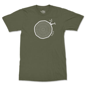 36th Birthday Tshirt Countable Tree Rings Military Green