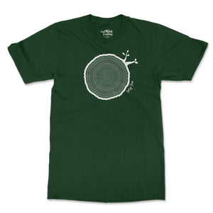 44th Birthday Tshirt Countable Tree Rings Forest Green
