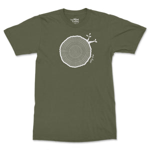 64th Birthday Tshirt Countable Tree Rings Military Green
