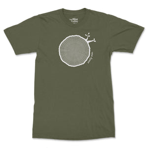 77th Birthday Tshirt Countable Tree Rings Military Green